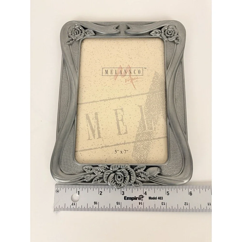 Melannco Set of 3 Vintage 5x7 Photo Frame Pewter Tone Silver Metal Ornate Floral